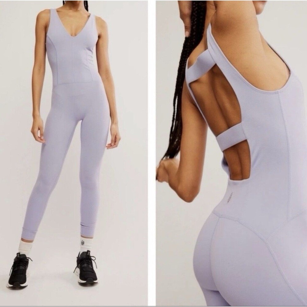 FP Movement Never Better One-Piece Athletic Jumpsuit Lilac Purple Yoga Pilates M